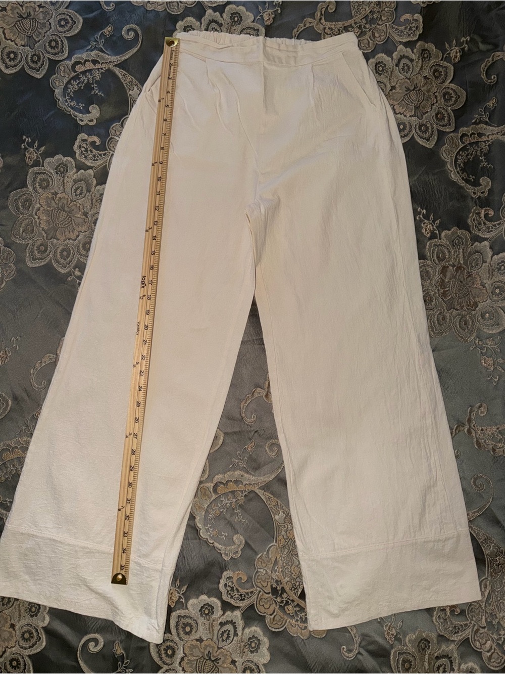 Cream Wide-Leg Pants with Button-Front Vest - Picture 11 of 13